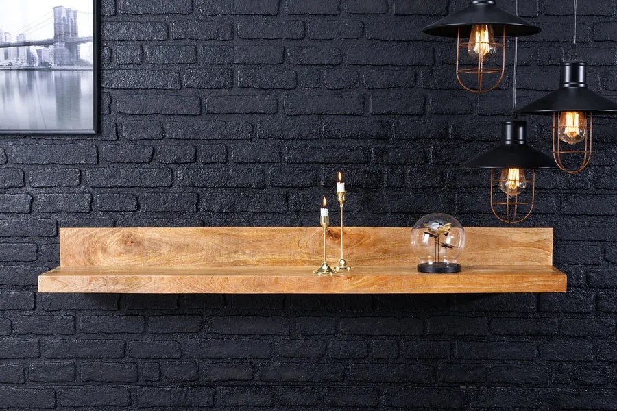 Dizajnová nástenná polica Elegant 140 cm mango