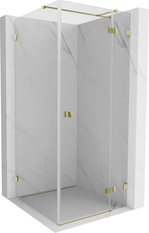 Mexen Lunar T, výklopný sprchový kút pravý 120 x 120 cm, 8mm číre sklo, zlatý profil, 834T-120-120-50-00-P