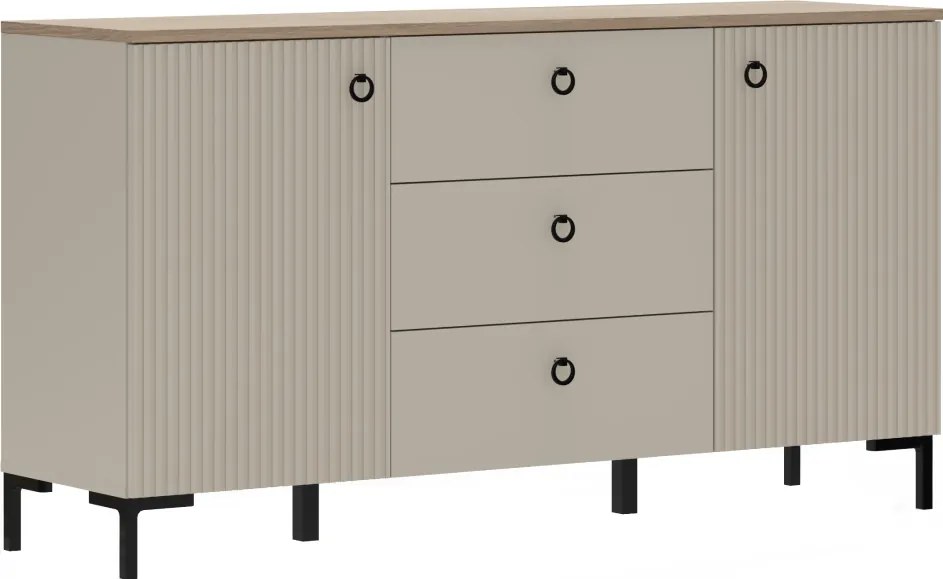 Komoda, sivohnedá Taupe/dub silverjack, DOMCA 2D3S