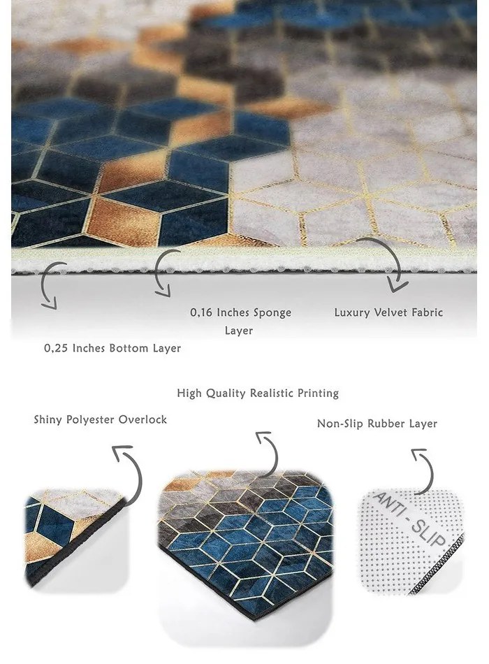 Modro-sivé kúpeľňové predložky v súprave 2 ks 60x100 cm Optic – Mila Home