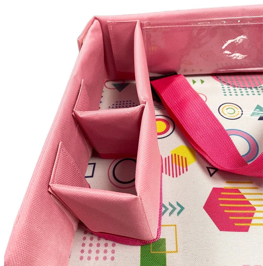 Prenosný detský stolík do auta s vreckami, pink