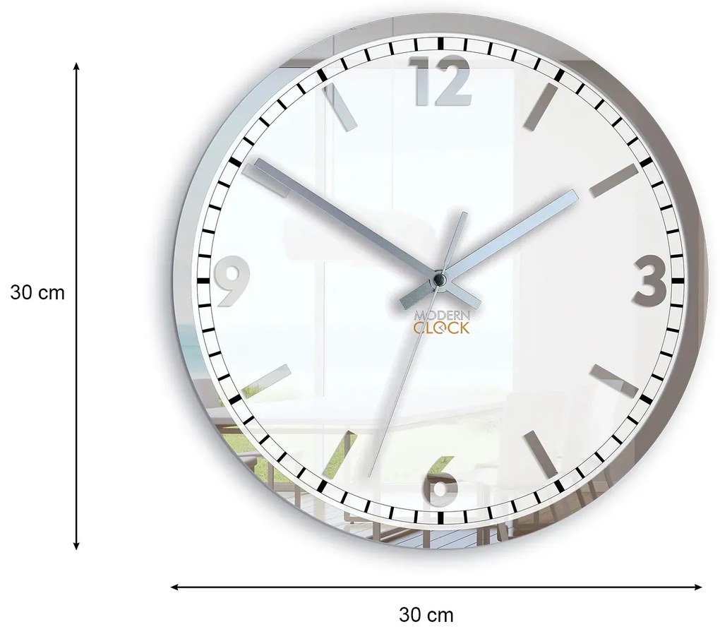 Nástenné hodiny solárne 30 cm zrkadlové