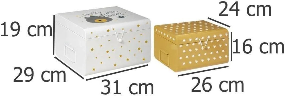 Atmosphera Créateur d'intérieur Sada 2 kovových detských úložných boxov s medvedíkom a hviezdičkami