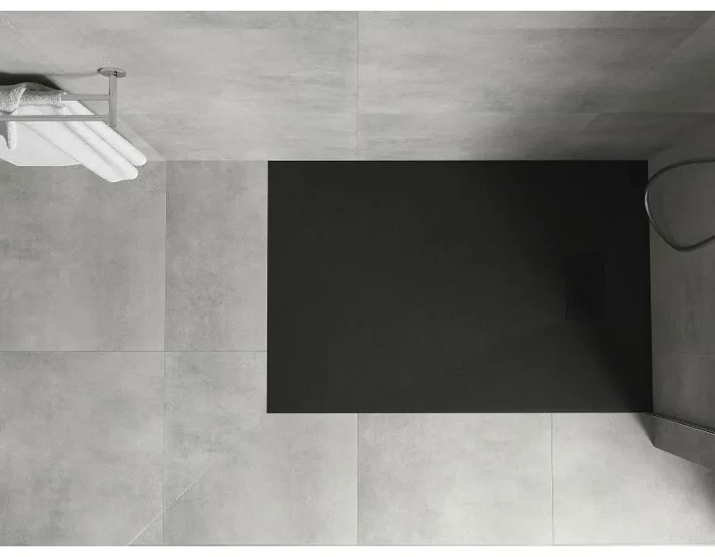 Mexen Hugo, obdĺžniková sprchová vanička SMC 110 x 80 cm, čierna, čierna krytka, 42708011-B