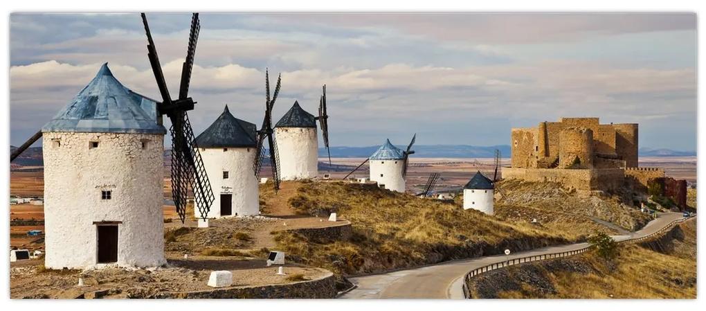 Obraz - Veterné mlyny Consuegra, Španielsko (120x50 cm)