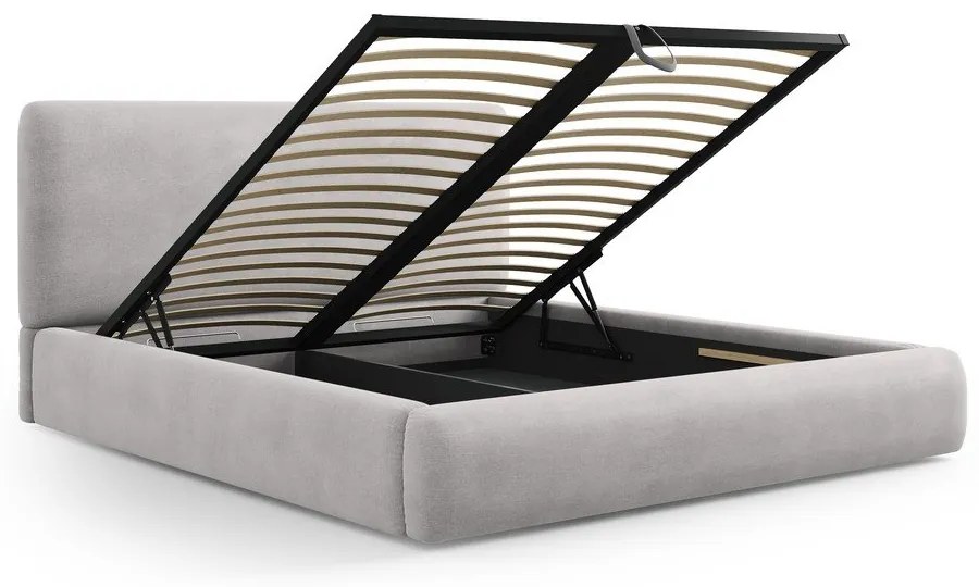Svetlosivá čalúnená dvojlôžková posteľ s úložným priestorom s roštom 140x200 cm Colonel – Cosmopolitan Design