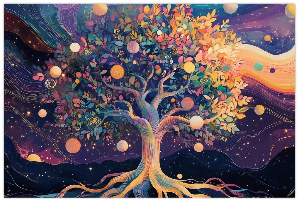 Obraz – Fialový strom plný energie (90x60 cm)