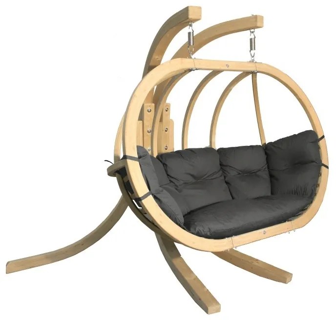 Dvojité závesné hojdacie kreslo O-Zone Premier Swing Pod šedé so stojanom