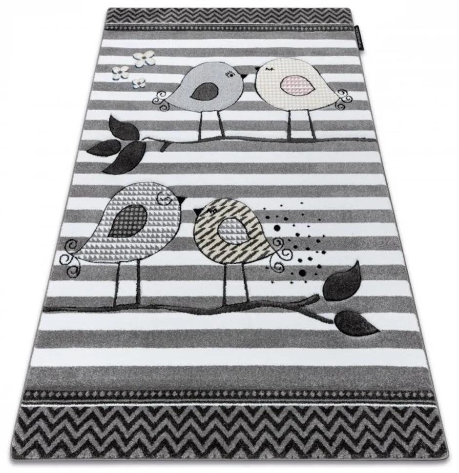 Detský kusový koberec Vtáčiky sivý 180x270cm