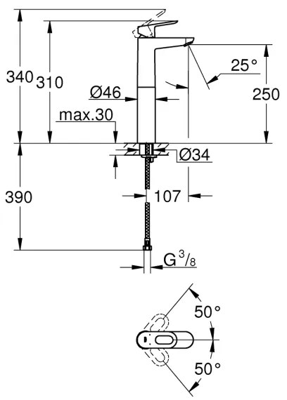GROHE 23764000 - Umývadlová batéria BAULOOP DN 15 lesklý chróm