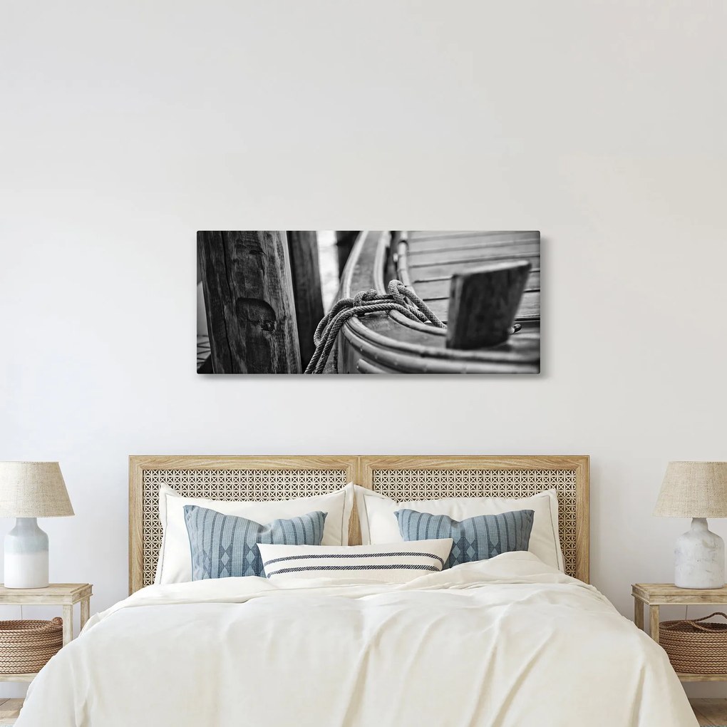 Obraz - Priviazaná loď (120x50 cm)