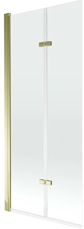 Mexen Castor, vaňová zástena 2-krídlová 80 x 150 cm, otočné krídlo, 6 mm číre sklo, zlatý profil, 892-080-002-50-00