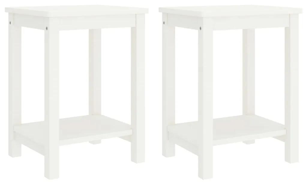 vidaXL Nočné stolíky 2 ks biele 35x30x47 cm borovicový masív