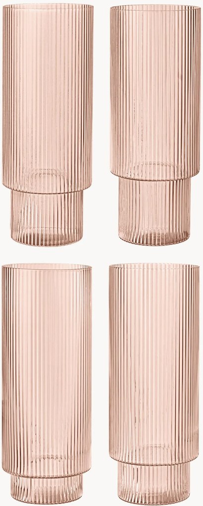 Ručne fúkané poháre na kokteily's reliéfnym vzorom Ripple, 4 ks, 300 ml