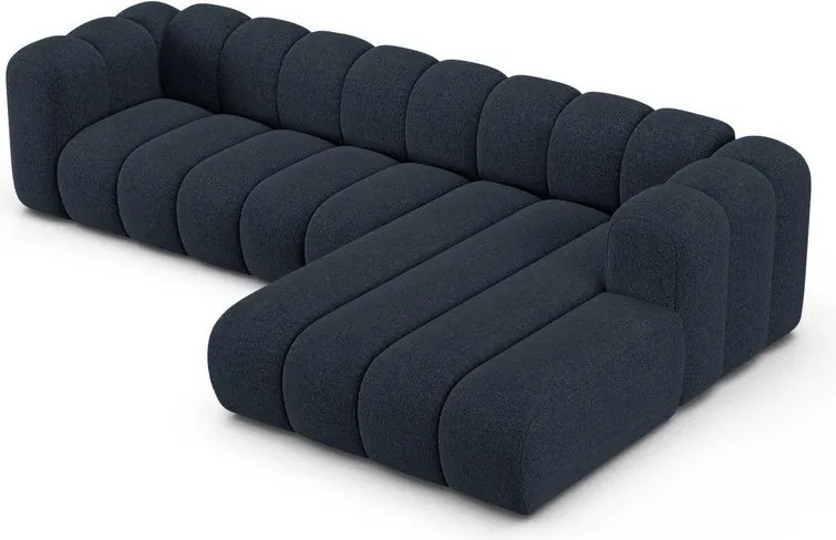 Tmavomodrá ženilková rohová pohovka (pravý roh/s leňoškou) Lupine – Micadoni