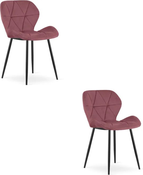 Set dvoch jedálenských stoličiek MANGO zamatové tmavoružové / čierne nohy (2 ks)