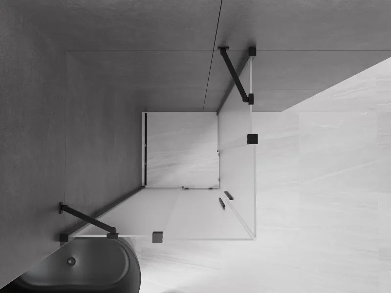 Mexen Velar Duo, sprchový kút s posuvnými dverami 90 x 90 cm, 8mm sklo námraza, čierna matná, 871-090-090-32-70