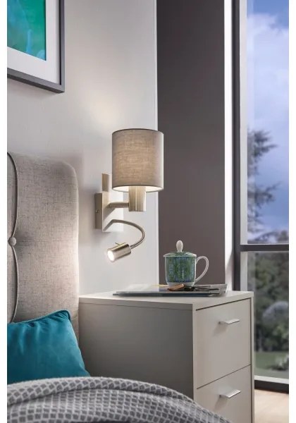 Eglo 96479 - LED Flexibilné svietidlo PASTERI 1xE27/40W+LED/3,8W šedá