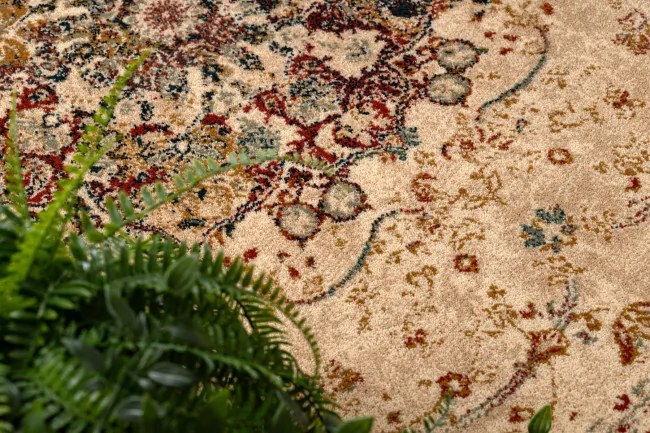 Koberec POLONIA KORDOBA 25 rozeta / rám, svetlý rubín kruh