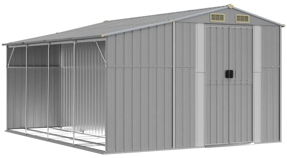 Záhradná kôlňa sivá 277x365,5x179 cm pozinkovaná oceľ