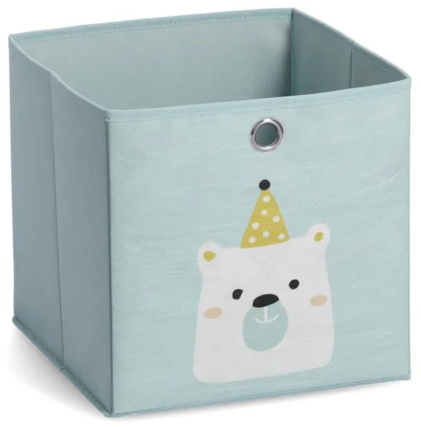 ZELLER Detský úložný box textilný, bledo modrý, motív ľadový medveď 28x28x28cm