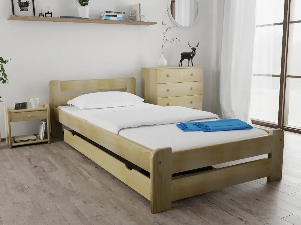 Posteľ Laura 90 x 200 cm, borovica Rošt: S latkovým roštom, Matrac: Matrac COCO MAXI 20 cm