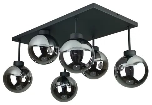 Prisadený luster DEA 6xE14/60W/230V čierna/dymová čierna