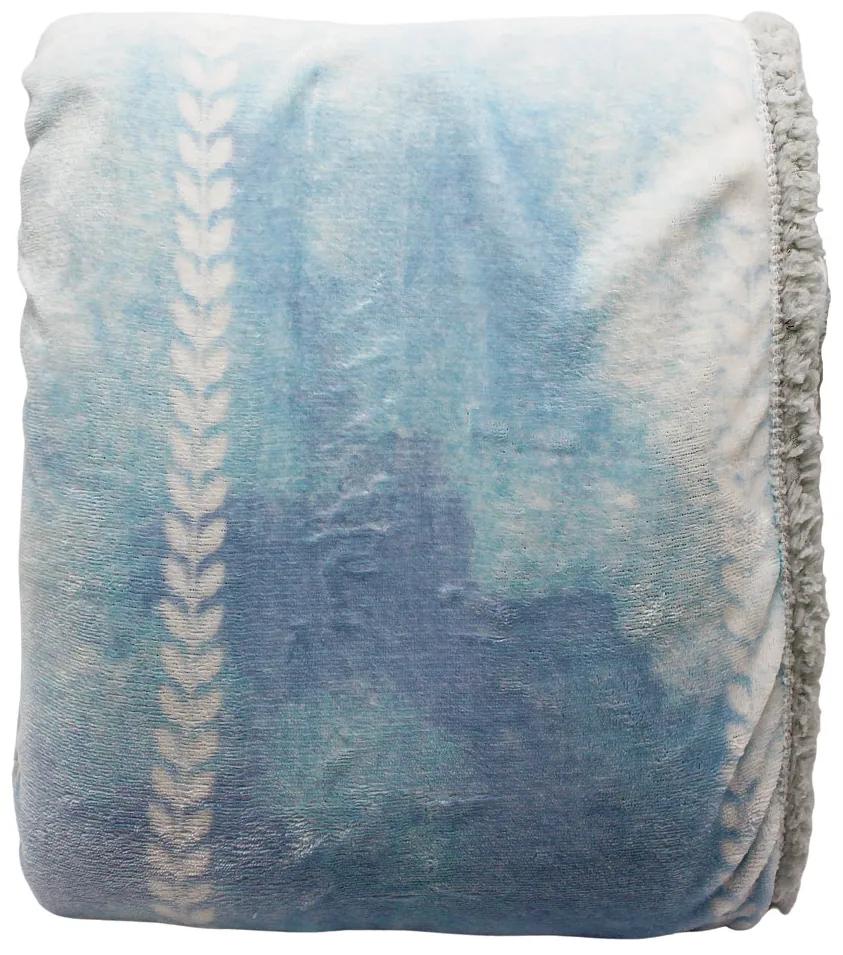 HOME ELEMENTS Flanelová deka s baránkom 150 x 200 cm, svetlo modrá s bielym vzorom