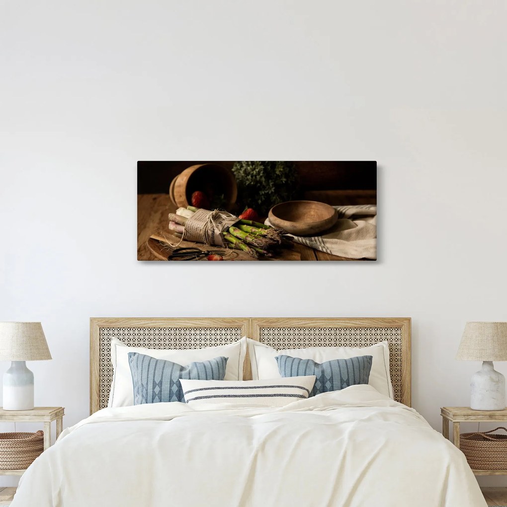 Obraz špargle na stole (120x50 cm)