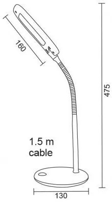 ACA Lighting LED stolný lampička s vypínačom BAZ 5W/230V/4000K/340Lm/120°/IP20, biela