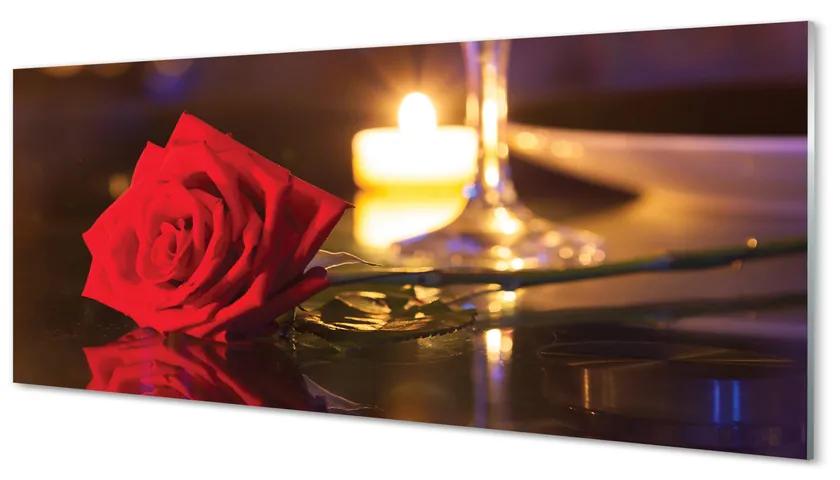 Obraz plexi Rose sviečka sklo 120x60 cm