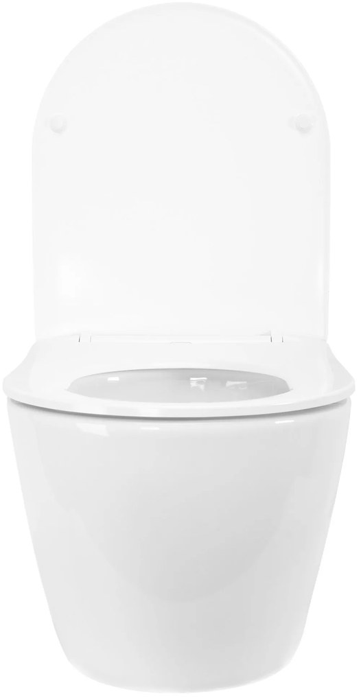 Rea Carlo Mini, závesná WC misa 490x365x370mm, Rimless Tornado NF + toaletné WC sedadlo, biela lesklá, REA-C1260