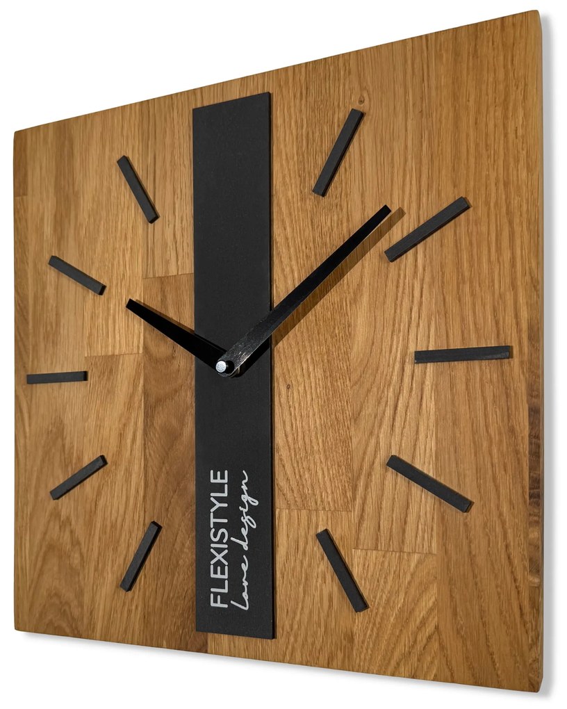Dekorstudio Elegantné drevené hodiny DUB klasik SQ 30cm - čierne
