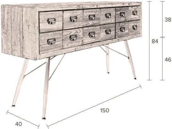Drevená komoda Dutchbone Six, dĺžka 150 cm