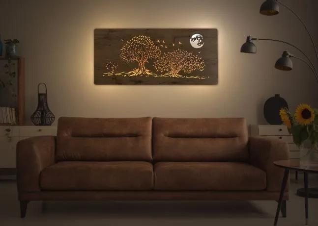 Obraz stromov a mesiaca