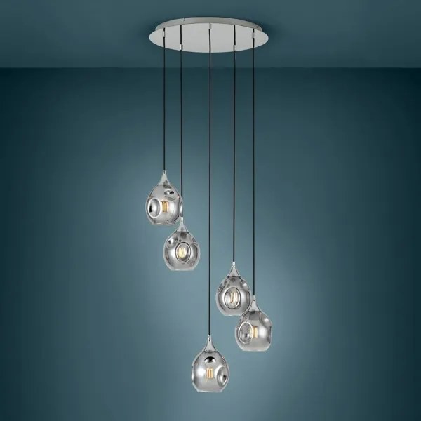 Eglo 39682 - Luster na lankách BREGALLA 5xE27/40W/230V čierna/dymová