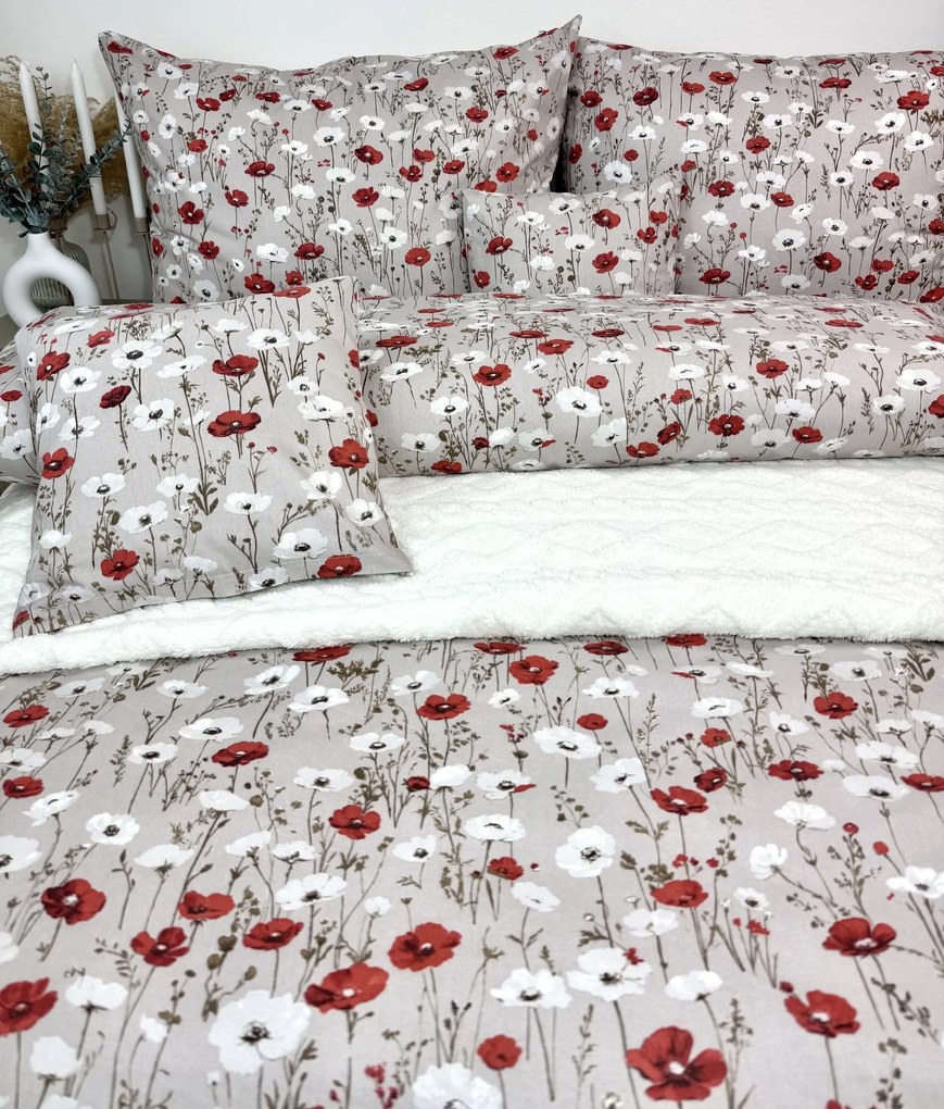 Posteľná obliečka Béžové maky 140x200/70x90 cm – 100 % bavlna