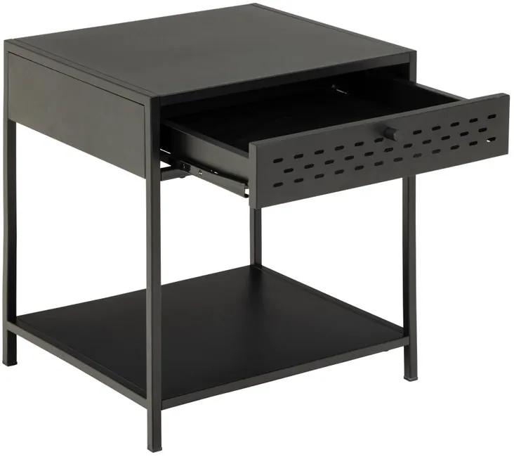 Nočný stolík LAVORO 45x40x51 cm - čierny kov v industriálnom štýle
