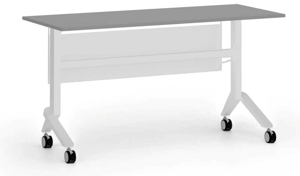 Mobilný stôl PRIMO MOVE, 140x60 cm, biela podnož, grafit