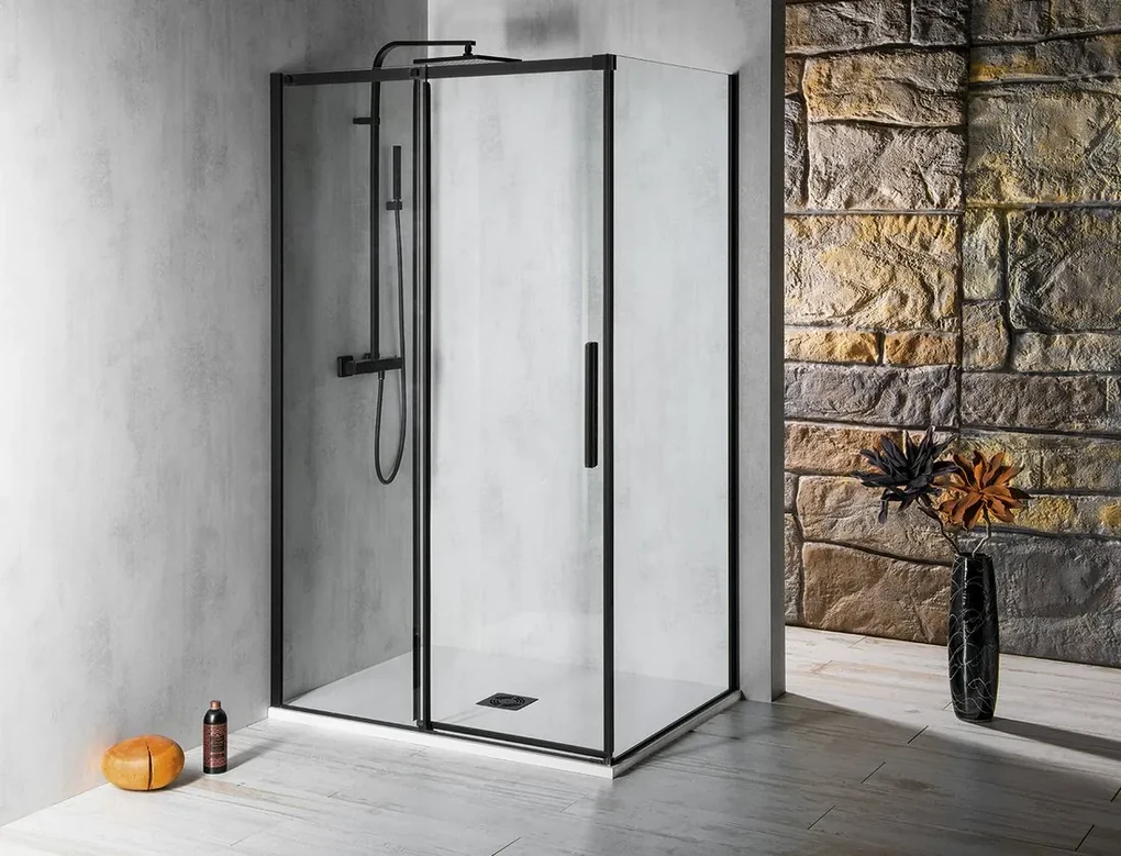 Polysan Polysan, ALTIS LINE BLACK obdĺžniková sprchová zástena 900x800 mm, L/P varianta, rohový vstup, AL1592BAL1582B