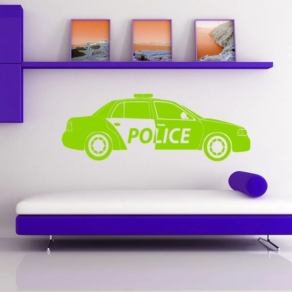 Veselá Stena Samolepka Policajné autíčko Farba: modrá, Veľkosť: 100 x 32 cm