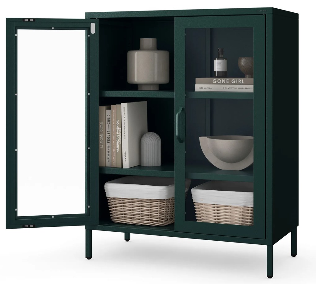 Vitrína GINA, 800 x 1015 x 400 mm, Modern: fľaškovo zelená farba