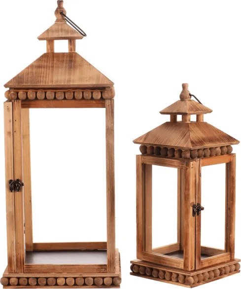 Set dvoch drevených lampášov hnedý DA211 BR (2 ks)