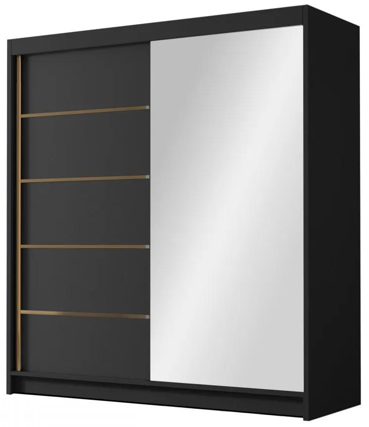 Šatníková skriňa so zrkadlom Bretoka III 180, Farby: čierna