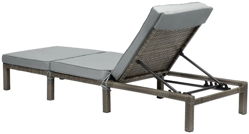 Polohovateľné ratanové lehátko BestBerg BBRF-1140G / sivá