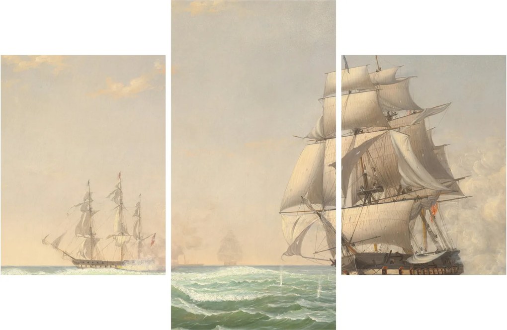 Obraz - Fitz Henry Lane, The United States Frigate President Engaging the British Squadron, reprodukcia (90x60 cm)