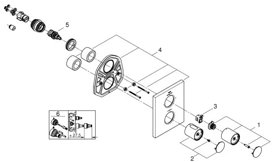 GROHE 27618000 - Termostatická krytka GROHTHERM F lesklý chróm