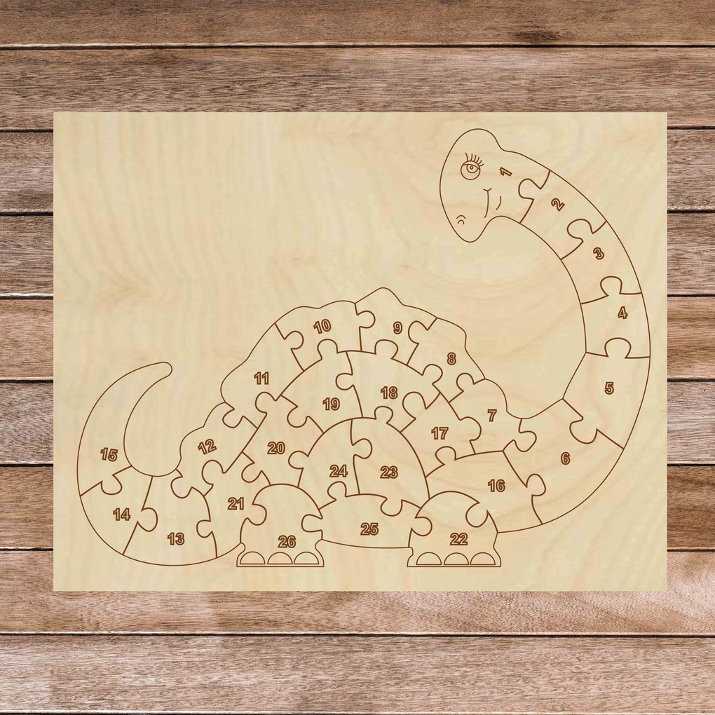 SENTOP | Detské drevené puzzle - Dinosaurus a čísla 26 dielikov | SENTOP H023