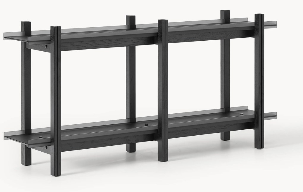 Regál z dubového dreva so sklenenými policami Alex