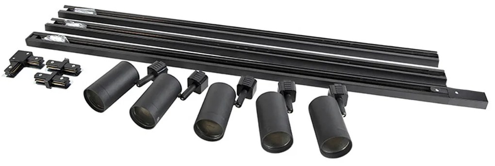 Moderný koľajnicový systém s 5 bodovými svetlami čierny 1-fázový - Iconic Jeana